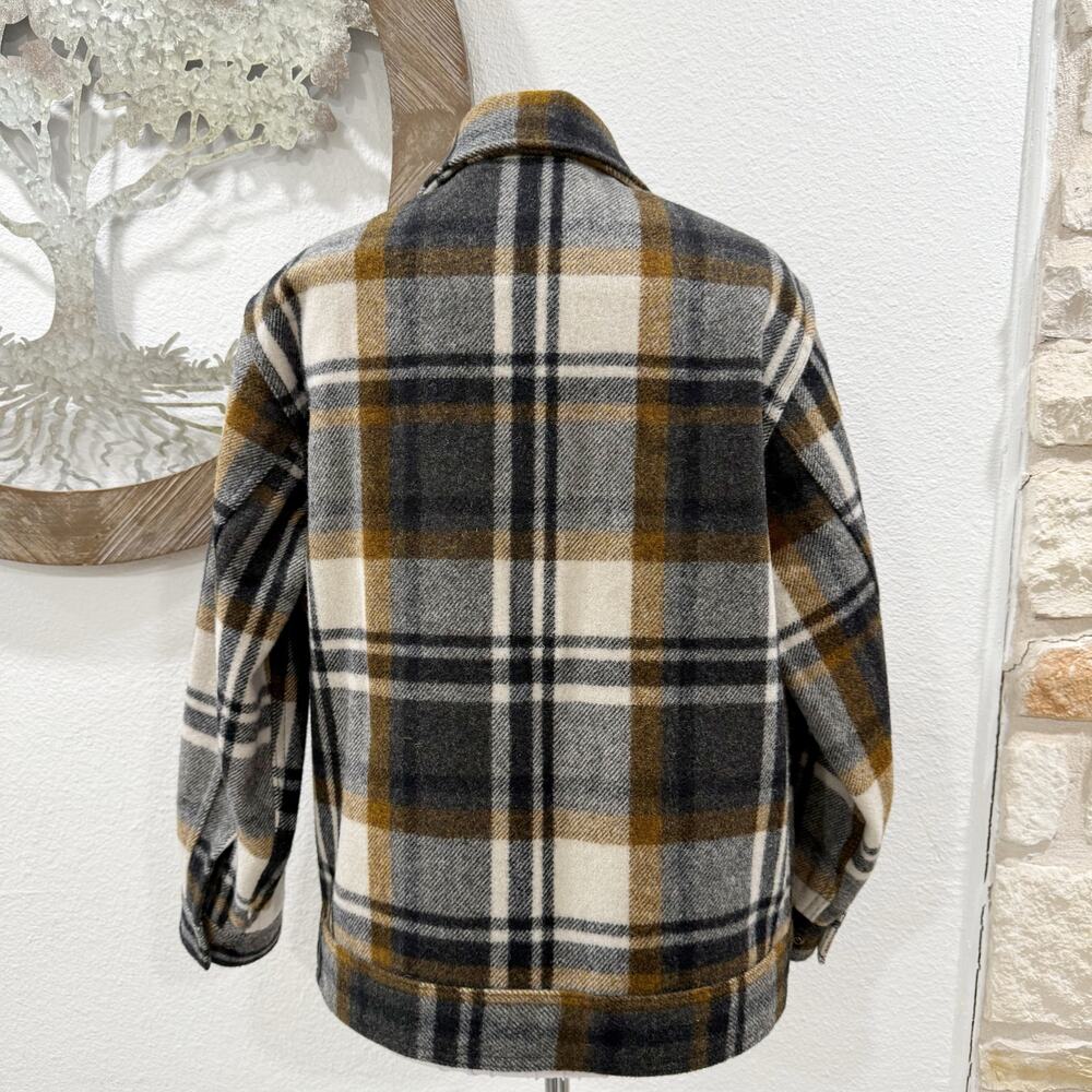 Filson Mackinaw Wool Work Jacket Blue Coal Copper Heather Plaid Medium - Picture 7 of 12